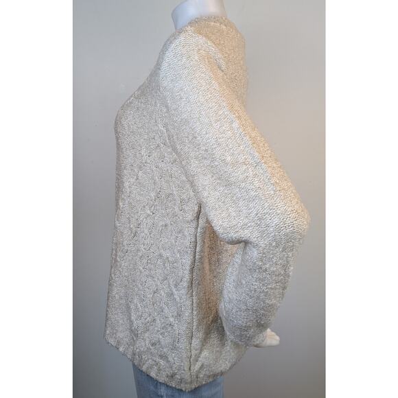 NEW Soft Surroundings Marianna Sweater PXL Heather Taupe Cable Knit Crewneck - Picture 6 of 10